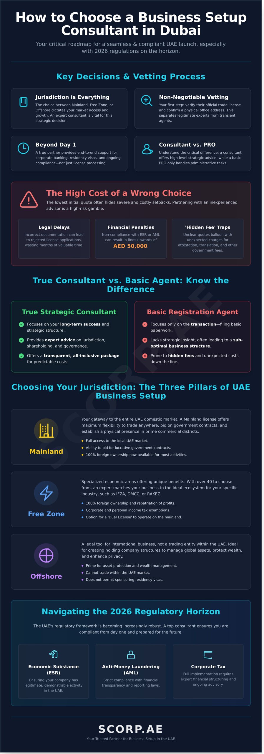 How to Choose a Business Setup Consultant in Dubai: The 2026 Expert Guide - Infographic